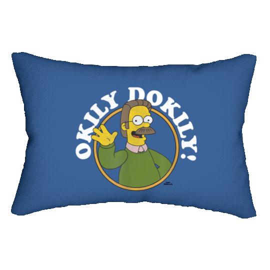 The Simpsons Ned Flanders Okily Dokily Circle Picture Lumbar Pillows, The Simpsons Birthday Tees, Magic Kingdom, Disneyland Family Vacation Lumbar Pillows