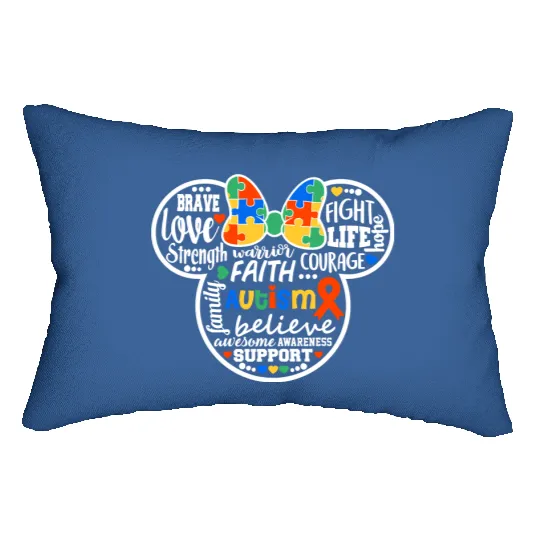 Autism Minnie Mouse Lumbar Pillows, Autism Disney Lumbar Pillows, Matching Autism Lumbar Pillows
