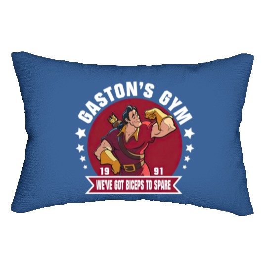 Disney Beauty and The Beast Gaston's Gym We've Got Biceps To Spare Lumbar Pillows, Cartoon Lumbar Pillows, Cute Lumbar Pillows, Gift For Family