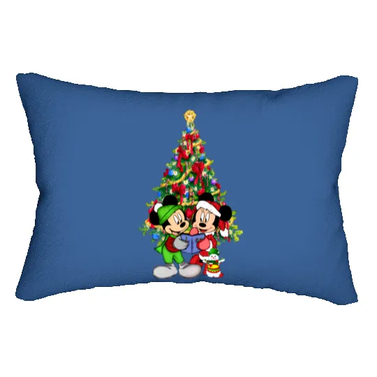 Minnie Mouse And Mickey Christmas Tree Lumbar Pillows, Disney Christmas