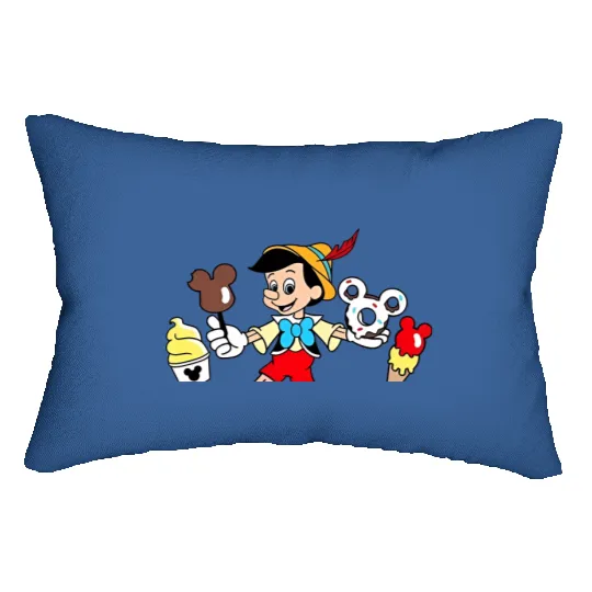 Pinocchio Snacks Lumbar Pillows, Disney Snacks Lumbar Pillows, Funny Disney Snacks Lumbar Pillows