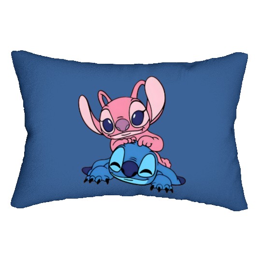 Stitch Disney Lumbar Pillows, Stitch and Angel Couple Lumbar Pillows, Disneyland Lumbar Pillows