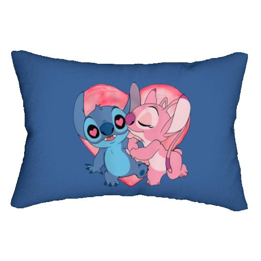 Disney Stitch And Angel Valentine's Day Lumbar Pillows, Lilo and Stitch Valentine Couple Lumbar Pillows