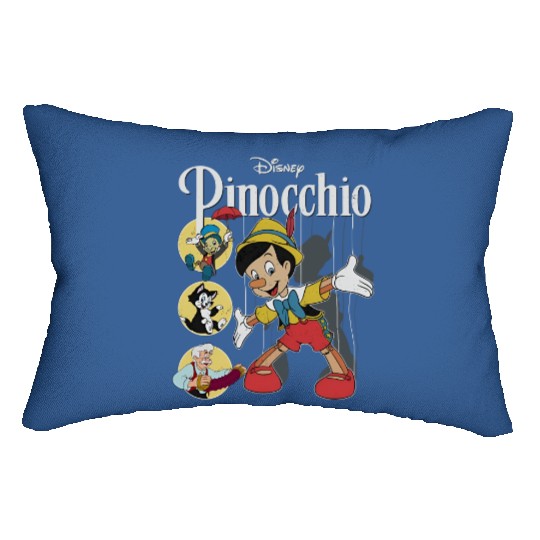 Pinocchio Vintage Movie Characters Group Shot, Disney Pinocchio Lumbar Pillows