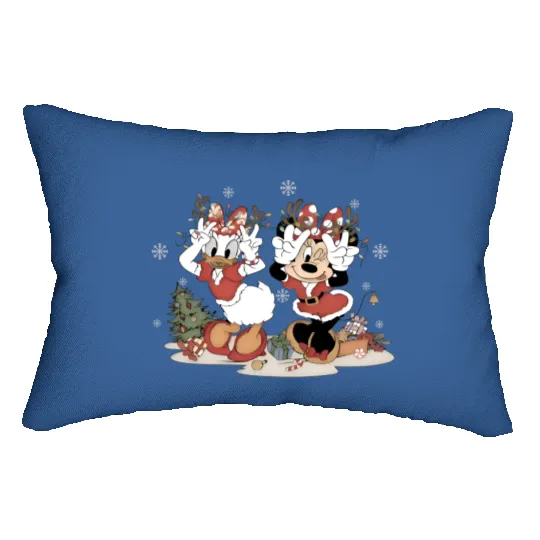 Vintage Minnie Daisy Christmas  Lumbar Pillows, Retro Disney Christmas Lumbar Pillows