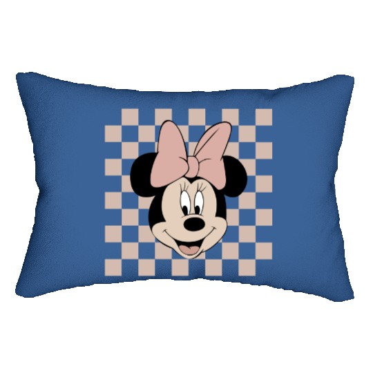 Minnie Checkered Lumbar Pillows, Vintage Minnie Mouse Lumbar Pillows, Disney Girl Trip Lumbar Pillows