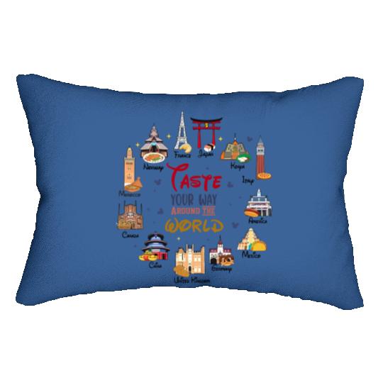 Disney Epcot World Showcase Countries Food Taste Your Way Around The World Lumbar Pillows