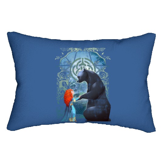 Disney Pixar Brave Merida And Bear Profile Portrait Lumbar Pillows, Magic Kingdom Holiday Unisex Lumbar Pillows