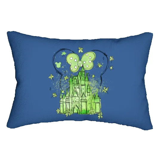 Disneyland St Patricks Day Lumbar Pillows, Clover Disney Castle Minnie Mouse Lumbar Pillows