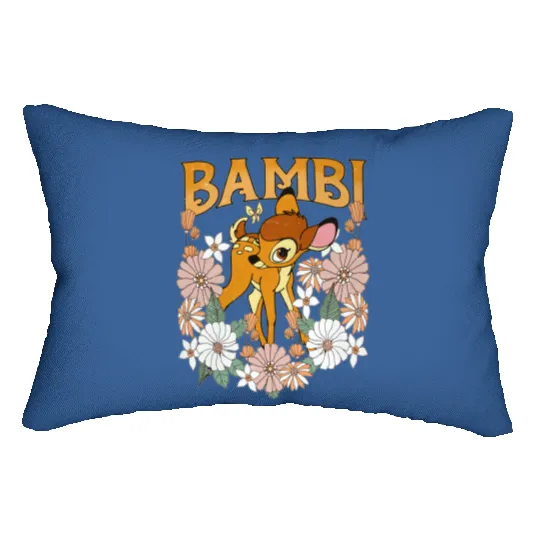 Vintage Floral Bambi Lumbar Pillows, Disney Bambi Deer Lumbar Pillows, Disney Character Bambi Birthday Gift