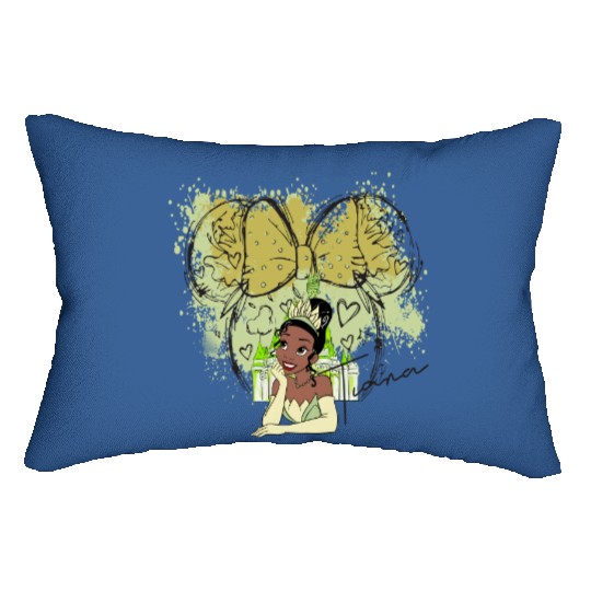 Tiana Princess Lumbar Pillows, Watercolor Disney Castle Lumbar Pillows, Disney Princess Lumbar Pillows,