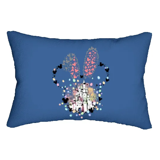 Watercolor Disney Castle Happy Easter 2024 Lumbar Pillows, Disney World Disneyland