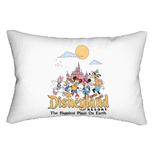 Vintage Disneyland Lumbar Pillows, The Happiest Place On Earth Lumbar Pillows, Disneyland Mickey and friends