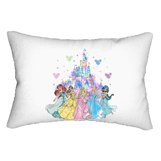 Disney Princess Lumbar Pillows, Watercolor Castle Lumbar Pillows, Princess Lumbar Pillows
