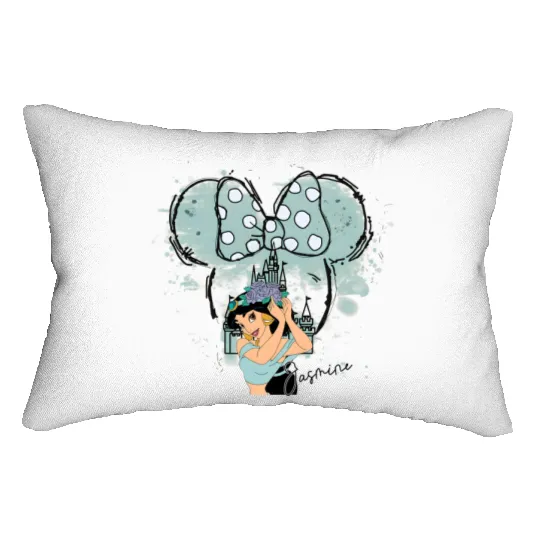 Jasmine Princess Lumbar Pillows, Princess Jasmine, Disney Jasmine Princess, Watercolor Disney Princess Lumbar Pillows