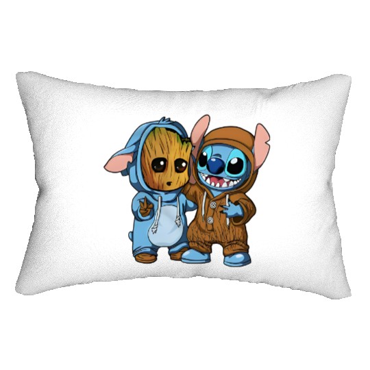Disney Groot and Stitch Friends Funny Lumbar Pillows
