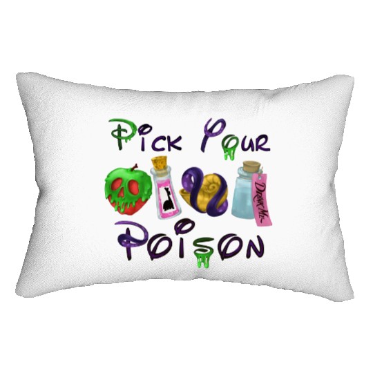 Pick Your Poison Lumbar Pillows, Disney Villain Lumbar Pillows, Halloween Lumbar Pillows