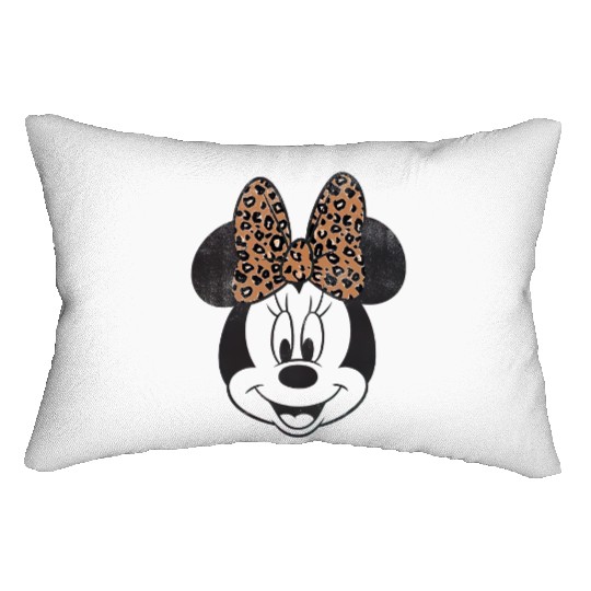 Disney Mickey And Friends Minnie Mouse Leopard Bow Portrait Lumbar Pillows, Disneyland Family Matching Lumbar Pillows