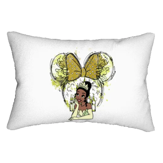 Tiana Disney Lumbar Pillows, Tiana Watercolor Lumbar Pillows, Tiana Princess Lumbar Pillows, Cute Tiana Lumbar Pillows.