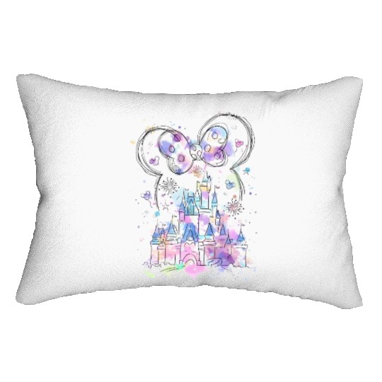 Watercolor Disney castle Lumbar Pillows, Minnie ears castle Lumbar Pillows, Magic Kingdom Lumbar Pillows, Disney world Disneyland Lumbar Pillows