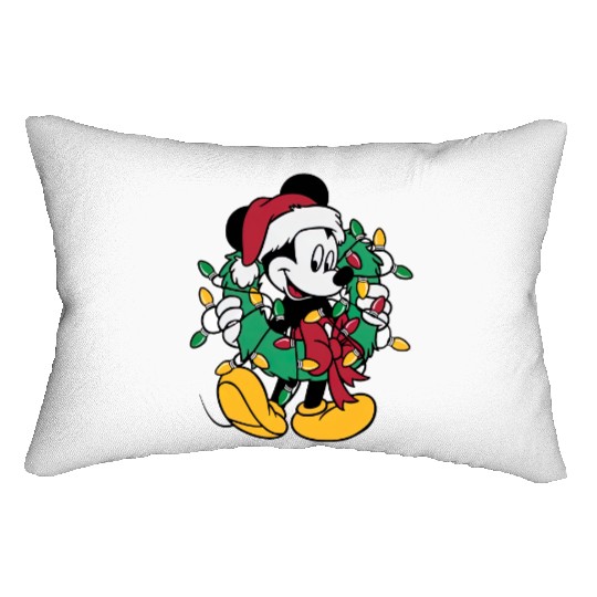 Disney Mickey Mouse Christmas Lights, Christmas Wreath Lumbar Pillows
