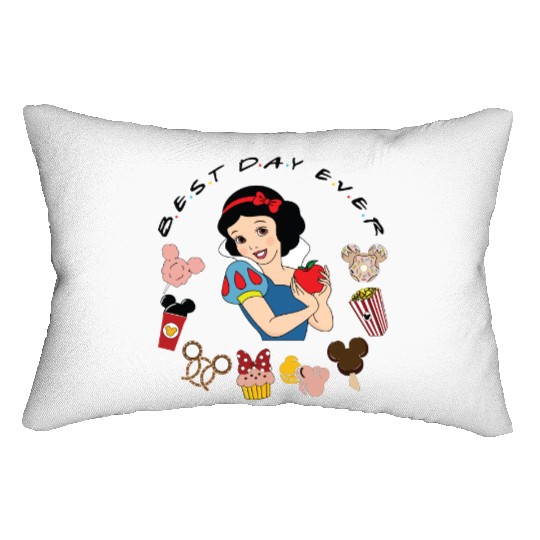 Disney Snow White Lumbar Pillows, Snow White Disney Snacks Lumbar Pillows, Disney Best Day Ever Snow White Lumbar Pillows
