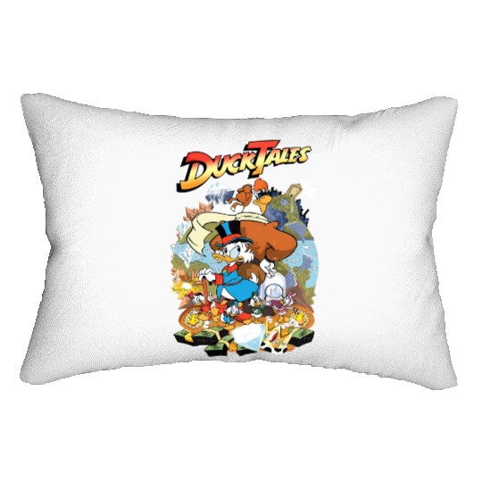 Vintage Disney 90s Funny DuckTales Money Colors Lumbar Pillows, Disney DuckTales Lumbar Pillows, Donald Duck Lumbar Pillows, Disneyworld Lumbar Pillows
