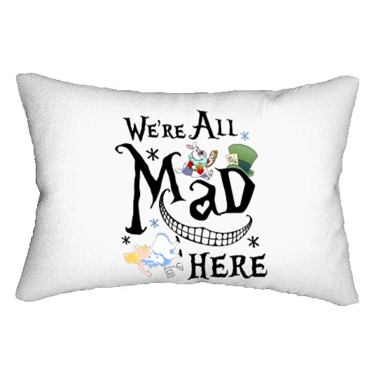 Disney Alice In Wonderland Cheshire Cat We're All Mad Here Retro Lumbar Pillows,