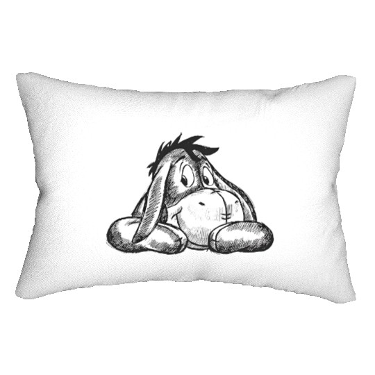Disney Winnie The Pooh Cute Eeyore Portrait Sketch Lumbar Pillows, Disneyland Vacation Trip Lumbar Pillows