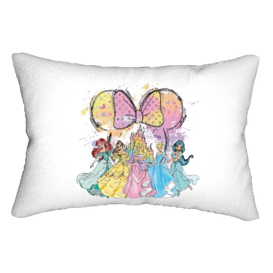 Watercolor Disney Princess Lumbar Pillows, Disney Castle Lumbar Pillows, Disney Birthday Princess
