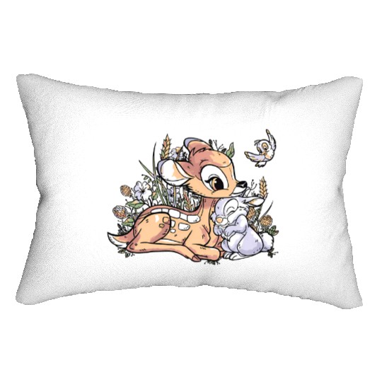 Cute Disney Bambi And Thumper Retro Vintage Lumbar Pillows, Magic Kingdom Holiday Trip Lumbar Pillows