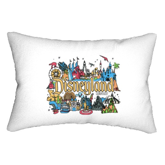 Retro Disneyland Resort Lumbar Pillows, Vintage Disneyland Parks Lumbar Pillows| Disney100 Years Of Wonder Lumbar Pillows