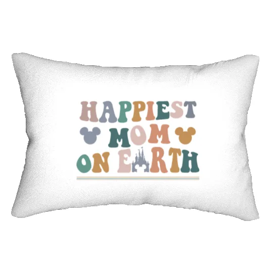Personalized Disneyland Happiest Mom On Earth Lumbar Pillows Mother's Day Gift, Mom Disneyworld Lumbar Pillows