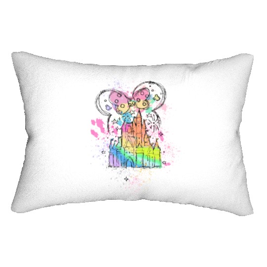 Rainbow Pastel Watercolor Castle Disney Lumbar Pillows, Minnie Mouse Lumbar Pillows