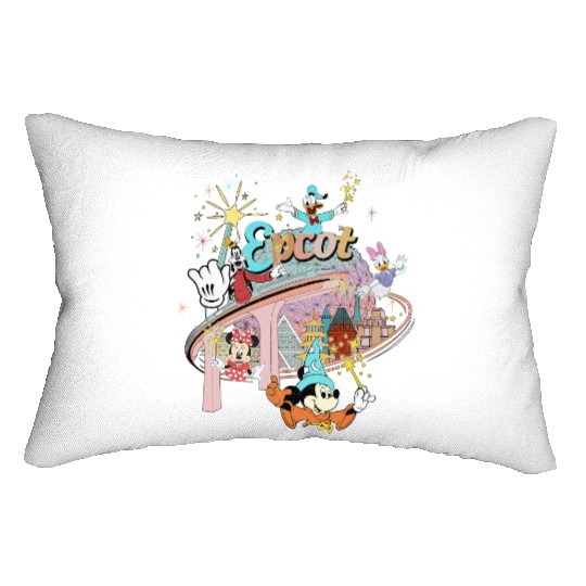 Disney Epcot Lumbar Pillows, Vintage Epcot 1982 Lumbar Pillows, Vintage Disney Lumbar Pillows, Mickey And Friends, Epcot Trip Lumbar Pillows