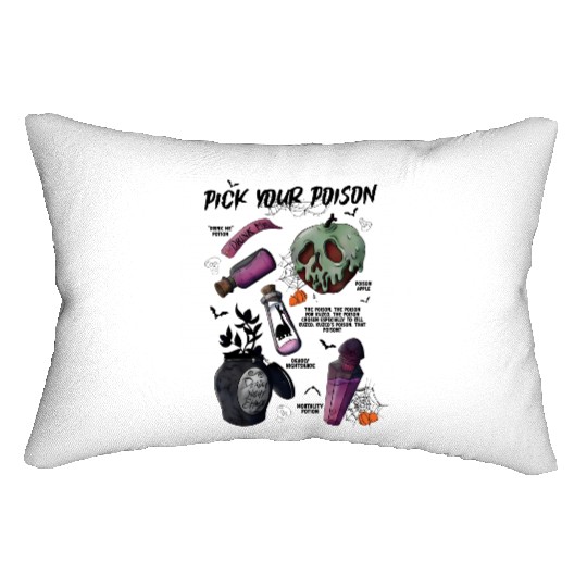 Vintage Disney Pick Your Poison  Lumbar Pillows, Disney Halloween Lumbar Pillows, Disney Villains Poison Lumbar Pillows, Disney Halloween Matching Lumbar Pillows