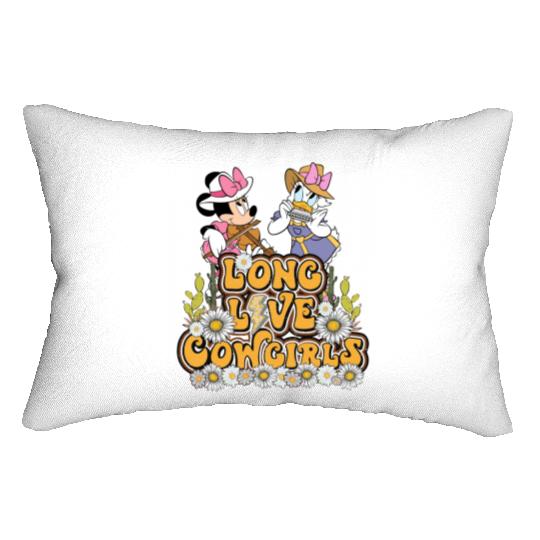 Disney Long Live Cowgirls Let's Go Girls Minnie Daisy Lumbar Pillows, Retro Western Country Howdy Lumbar Pillows