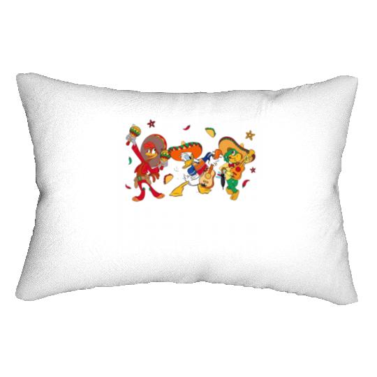 Retro The Three Caballeros  Lumbar Pillows, Jose Donald Duck Panchito, Disney Cinco De Mayo Fiesta Lumbar Pillows