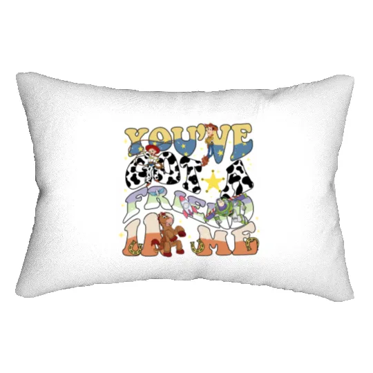Retro Disney Toy Story You've Got A Friend In Me Lumbar Pillows, Vintage Characters Group Matching, Kid Youth Toddler Lumbar Pillows