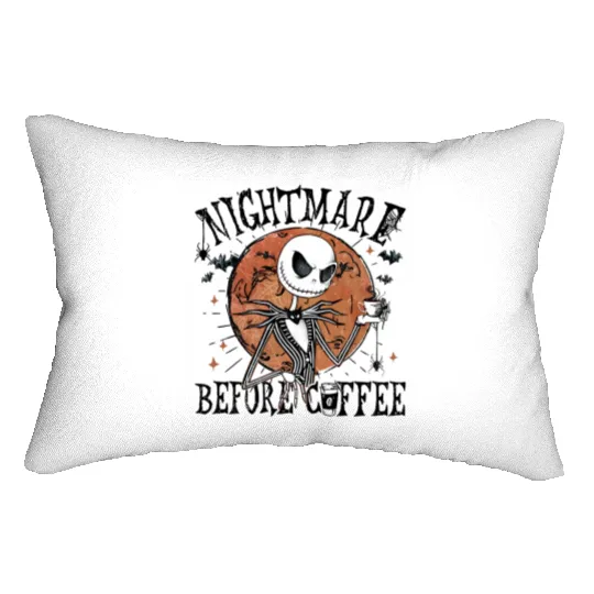 Jack Skellington Nightmare Before Coffee Lumbar Pillows, Disney Halloween Lumbar Pillows