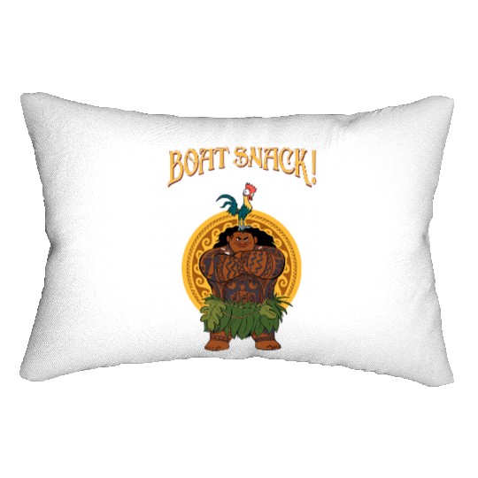 Funny Maui And Hei Hei Boat Snack Retro Lumbar Pillows, Disney Moana
