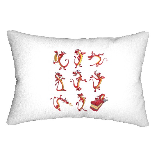 Vintage Disney Mulan Mushu Dragon Pose Lumbar Pillows, Mushu Emotions Lumbar Pillows