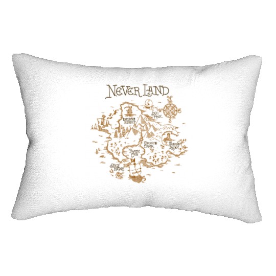 Disney Peter Pan Neverland Map Lumbar Pillows, Peter Pan Characters Lumbar Pillows