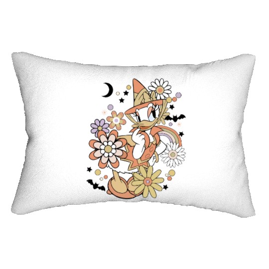 Daisy Duck Floral Halloween Lumbar Pillows, Vintage Disney Halloween Lumbar Pillows