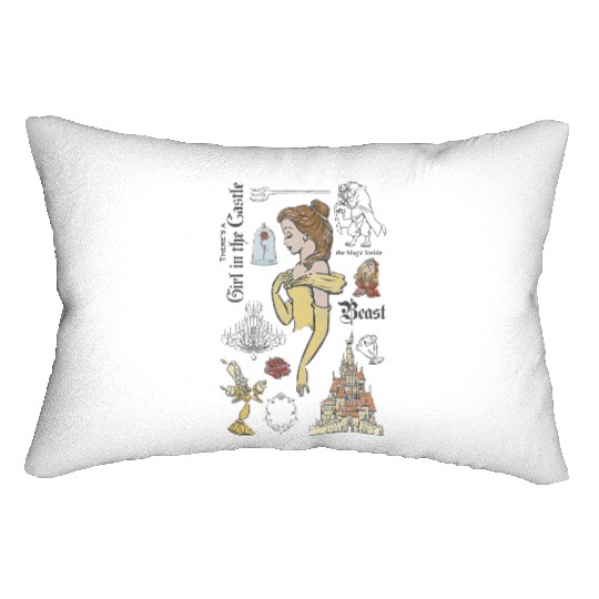 Disney Beauty And The Beast Characters Sketched Lumbar Pillows, Magic Kingdom Lumbar Pillows