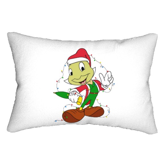Disney Jiminy Cricket Pinocchio Santa Christmas Lights Lumbar Pillows
