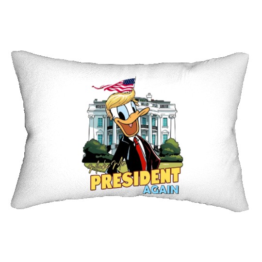 Donald Duck President Again Lumbar Pillows, President Election 2024 Lumbar Pillows, Funny Disney Lumbar Pillows