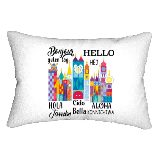 It's a Small World Lumbar Pillows, Disney Lumbar Pillows, Disney Small World, Many Languages Lumbar Pillows