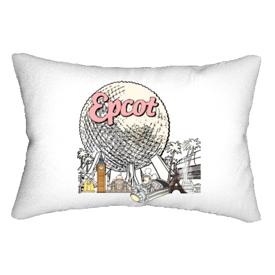 Disney Epcot  Lumbar Pillows, Epcot World Tour Lumbar Pillows, Epcot Center 1982 Lumbar Pillows