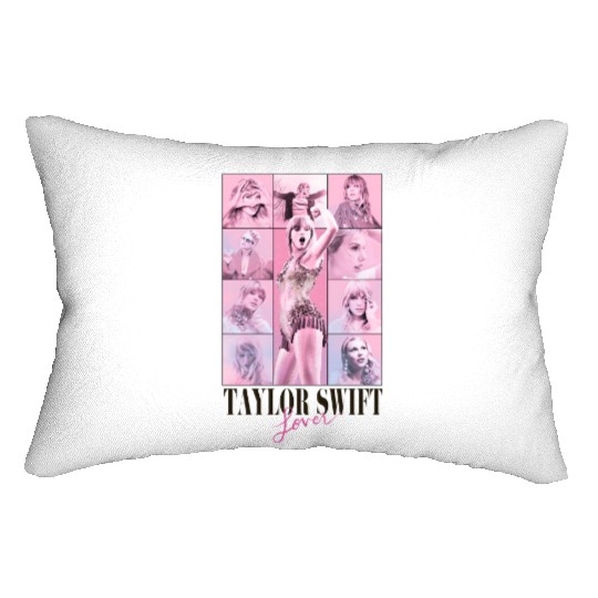 Discover Pink Cute Taylor Lover Eras Tour Concert Lumbar Pillows, White Taylor version